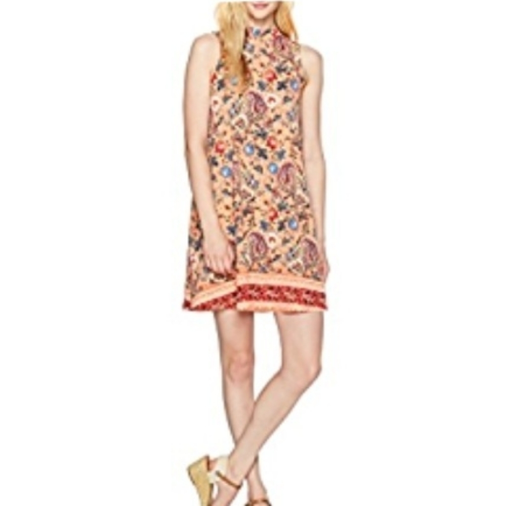 Angie Floral High Neck Swing Dress